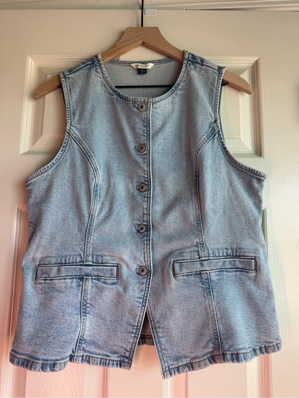 American Eagle Outfitters Light Blue Denim Top Vest